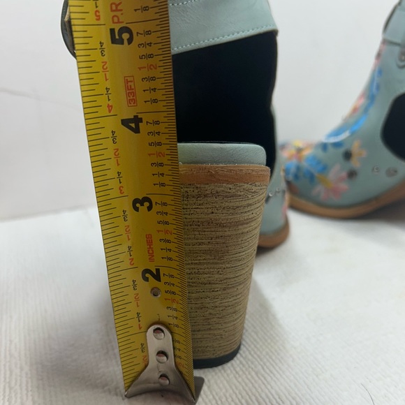 Blue Embroidered Studded Slingback Chunky Heeled Ankle Boots - Women’s Size 8 - Picture 10 of 11